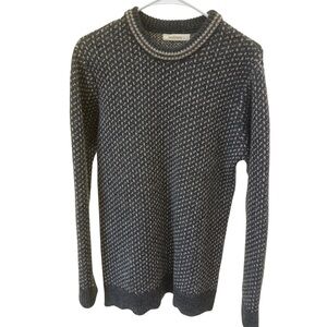 WoolOvers Men’s 100% Wool Gray White Cozy Crewneck Knit Sweater Pullover L